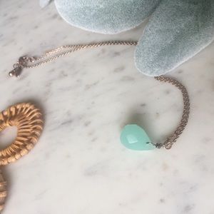 Express aqua blue teardrop pendant necklace